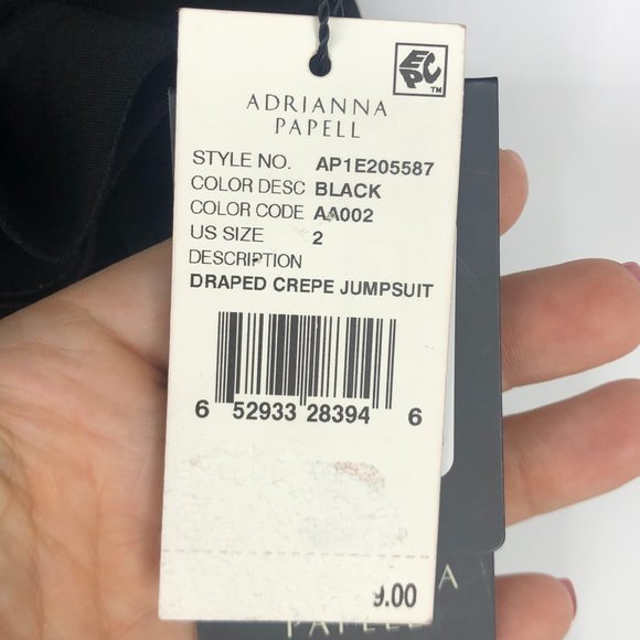 Adrianna Papell Draped Crepe Black Jumper Jumpsuit Size 4 NWT - Picture 4 of 10